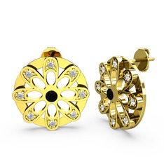 Swarovski ve siyah zirkon 925 ayar altın kaplama gümüş küpe