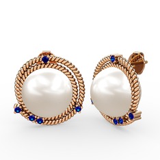 Mia İnci Küpe - Inci ve lab safir 18 ayar rose altın küpe #15zoq6p