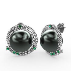 Mia İnci Küpe - Siyah inci ve yeşil kuvars 925 ayar gümüş küpe #1smtrzh