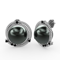 Mia İnci Küpe - Siyah inci ve siyah zirkon 925 ayar gümüş küpe #1uyyxh2