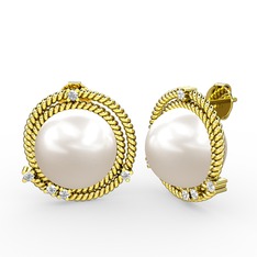 Mia İnci Küpe - Inci ve beyaz zirkon 18 ayar altın küpe #3qi7q2