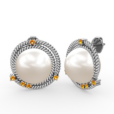 Mia İnci Küpe - Inci ve sitrin 925 ayar gümüş küpe #dkvs57