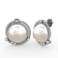 Inci ve swarovski 8 ayar beyaz altın küpe