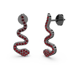 Garnet 925 ayar siyah rodyum kaplama gümüş küpe