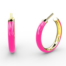 8 ayar altın küpe (Neon pembe mineli)