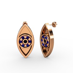 Siyah zirkon ve lab safir 925 ayar rose altın kaplama gümüş küpe