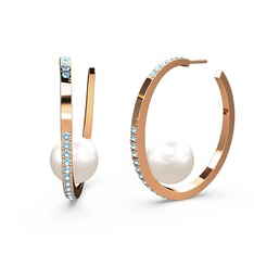 Inci ve akuamarin 14 ayar rose altın küpe