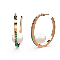 Inci ve yeşil kuvars 925 ayar rose altın kaplama gümüş küpe