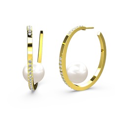 Elina İnci Küpe - Inci ve pırlanta 8 ayar altın küpe (0.72 karat) #1f31q33