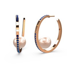 Elina İnci Küpe - Pembe inci ve lab safir 925 ayar rose altın kaplama gümüş küpe #1q9y2ag