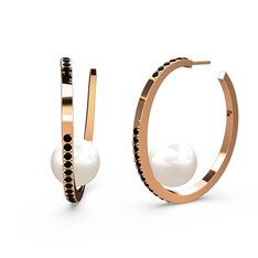 Elina İnci Küpe - Inci ve siyah zirkon 14 ayar rose altın küpe #1qmsqfc