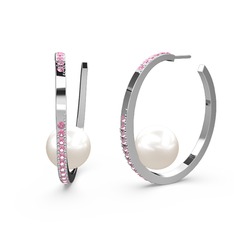 Elina İnci Küpe - Inci ve pembe kuvars 925 ayar gümüş küpe #1xiwysa