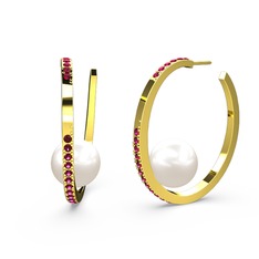 Inci ve rodolit garnet 8 ayar altın küpe