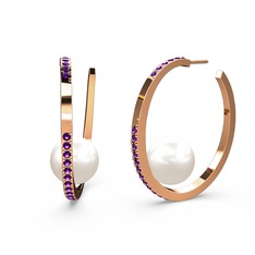 Elina İnci Küpe - Inci ve ametist 925 ayar rose altın kaplama gümüş küpe #harjzd