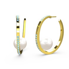 Elina İnci Küpe - Inci ve akuamarin 925 ayar altın kaplama gümüş küpe #i4hn1j