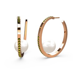 Inci ve peridot 925 ayar rose altın kaplama gümüş küpe