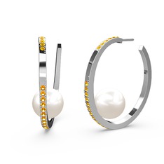 Elina İnci Küpe - Inci ve sitrin 925 ayar gümüş küpe #jrx8v8