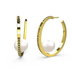 Elina İnci Küpe - Inci ve dumanlı kuvars 14 ayar altın küpe #lj3j6i