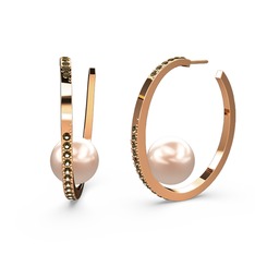 Elina İnci Küpe - Pembe inci ve dumanlı kuvars 8 ayar rose altın küpe #nbtn2l