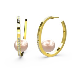 Elina İnci Küpe - Pembe inci ve swarovski 14 ayar altın küpe #qhixq8