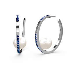 Elina İnci Küpe - Inci ve lab safir 925 ayar gümüş küpe #sqyvsc