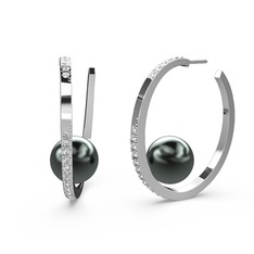 Elina İnci Küpe - Siyah inci ve swarovski 925 ayar gümüş küpe #y6lvd7