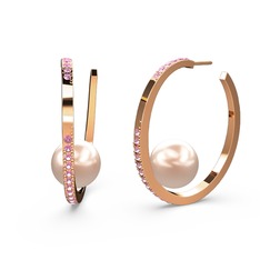 Elina İnci Küpe - Pembe inci ve pembe kuvars 925 ayar rose altın kaplama gümüş küpe #yth6jy