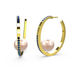 Elina İnci Küpe - Pembe inci ve lab safir 925 ayar altın kaplama gümüş küpe #yzg14r