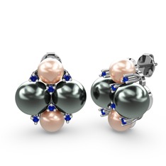 Nael İnci Küpe - Pembe inci, siyah inci ve lab safir 925 ayar gümüş küpe #11jgiv