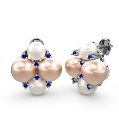 Nael İnci Küpe - Inci, pembe inci ve lab safir 18 ayar beyaz altın küpe #1cgh9qn