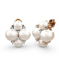 Nael İnci Küpe - Inci ve akuamarin 8 ayar rose altın küpe #1qq3v3y