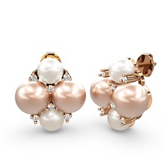 Nael İnci Küpe - Inci, pembe inci ve swarovski 18 ayar rose altın küpe #1wa90b4