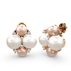 Nael İnci Küpe - Pembe inci, inci ve swarovski 8 ayar rose altın küpe #1y241of