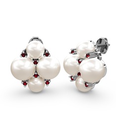 Nael İnci Küpe - Inci ve garnet 14 ayar beyaz altın küpe #1ybb5ov