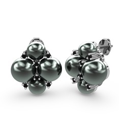 Nael İnci Küpe - Siyah inci ve siyah zirkon 925 ayar gümüş küpe #6g0h42