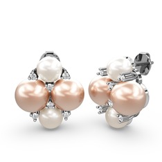 Nael İnci Küpe - Inci, pembe inci ve swarovski 925 ayar gümüş küpe #akrst