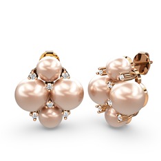 Pembe inci ve swarovski 18 ayar rose altın küpe