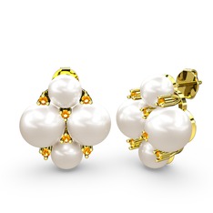 Nael İnci Küpe - Inci ve sitrin 8 ayar altın küpe #qc1h1c