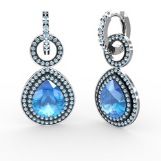 Matla Damla Küpe - Akuamarin 14 ayar beyaz altın küpe #116isu5