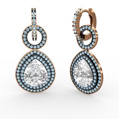 Matla Damla Küpe - Swarovski ve akuamarin 18 ayar rose altın küpe #12ljga6