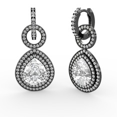 Matla Damla Küpe - Beyaz zirkon ve swarovski 925 ayar siyah rodyum kaplama gümüş küpe #19bvaj5