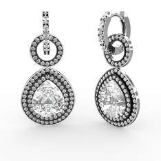 Matla Damla Küpe - Swarovski ve beyaz zirkon 8 ayar beyaz altın küpe #1bzsxzj