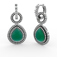 Matla Damla Küpe - Kök zümrüt ve swarovski 14 ayar beyaz altın küpe #1ccsa91