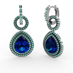 Matla Damla Küpe - Lab safir ve yeşil kuvars 925 ayar gümüş küpe #1e4jxco