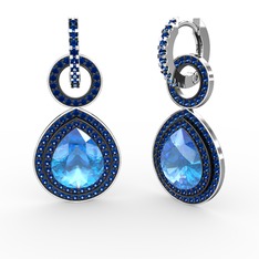 Matla Damla Küpe - Akuamarin ve lab safir 18 ayar beyaz altın küpe #1ff465b