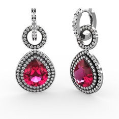 Rodolit garnet ve swarovski 925 ayar gümüş küpe