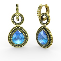 Matla Damla Küpe - Akuamarin ve peridot 18 ayar altın küpe #1fo5422