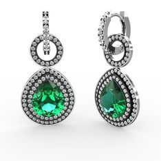Matla Damla Küpe - Yeşil kuvars ve swarovski 18 ayar beyaz altın küpe #1gyabsi