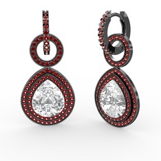 Matla Damla Küpe - Swarovski ve garnet 925 ayar siyah rodyum kaplama gümüş küpe #1htl2ap