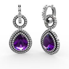Matla Damla Küpe - Ametist ve swarovski 14 ayar beyaz altın küpe #1kcalf7